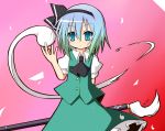  bad_id blue_eyes blue_hair ghost gradient_hair green_hair hairband ichihina katana konpaku_youmu konpaku_youmu_(ghost) multicolored_hair myon ribbon scabbard sheath short_hair silver_hair solo sword tassel touhou two-tone_hair vest weapon 