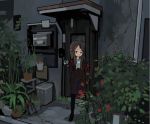  bag brown_hair child doorway long_hair pantyhose plant shimura_nobuo 