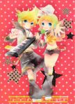  blonde_hair blue_eyes kagamine_len kagamine_rin shimeko short_hair twins vocaloid 