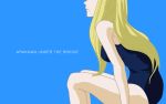  arakawa_under_the_bridge blonde_hair blue long_hair nino one_piece simple_background solo swimsuit 