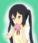 black_hair brown_eyes cup k-on! licking long_hair nakano_azusa piroshiki school_uniform solo teacup twintails 