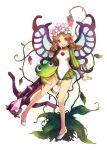  brown_hair butterfly_wings fairy flower frog hair_ornament kara_(color) leaf legs mercedes odin_sphere red_eyes twin_braids wings 