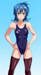  competition_swimsuit green_eyes hands_on_hips one-piece_swimsuit original short_hair solo swimsuit thigh-highs thighhighs yoshimo_(yoshimo) 