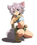  animal_ears animal_tail boots eyebrows fubuki_shirou inazuma_eleven scarf short_hair short_shorts shota skintight tank_top trap white_hair 