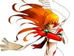  bad_id diebuster fighting_stance floating_hair goggles green_eyes highres idsuru nono orange_hair scarf solo sunglasses top_wo_nerae_2! very_long_hair 