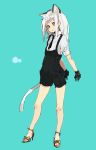  blue_eyes gloves high_heels long_hair oekaki overalls shimura_nobuo shoes smile tail white_hair 