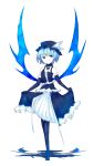  alternate_color alternate_costume blue blue_eyes blue_hair fang gloves highres remilia_scarlet shirogane_usagi touhou wings 