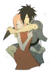 1boy 1girl black_hair couple female haruno_sakura kunai male naruto naruto_series naruto_shippuden pink_hair uchiha_madara