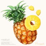  artist_name english_text food food_focus fruit haruna_macpro highres original painting_(medium) pineapple pineapple_slice simple_background traditional_media watercolor_(medium) white_background 
