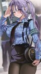  1girl blue_shirt necktie original police policewoman 
