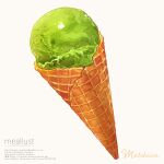 artist_name food food_focus haruna_macpro highres ice_cream ice_cream_cone matcha_(food) no_humans original simple_background web_address white_background 