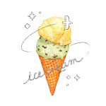 artist_name bird english_text food food_focus ice_cream ice_cream_cone omiso_(n0m) original simple_background star_(symbol) white_background 
