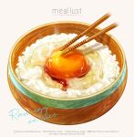  artist_name bowl chopsticks commentary egg_(food) egg_yolk english_commentary english_text food food_focus haruna_macpro highres no_humans original rice simple_background tamagokake_gohan white_background 