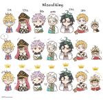  1girl 6+boys asta_(black_clover) black_clover black_clover:_sword_of_the_wizard_king blonde_hair blue_eyes blush_stickers cape chibi closed_mouth commentary conrad_leto crown edward_avalache fur-trimmed_cape fur_trim green_eyes grey_hair hat jester_garandros julius_novachrono lumiere_silvamillion_clover military_hat multiple_boys open_mouth pink_hair princia_funnybunny purple_hair red_eyes rizaavana short_hair smile symbol-only_commentary twitter_username violet_eyes white_hair 