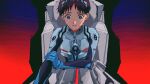  1boy a12740807 blue_eyes bodysuit brown_hair crying crying_with_eyes_open ikari_shinji neon_genesis_evangelion pilot_suit plugsuit red_background red_eyes short_hair sitting solo tears teeth 