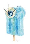  animal_focus black_eyes dated fins food head_fins highres moegi_(kemomimigo) no_humans oversized_food oversized_object painting_(medium) pokemon pokemon_(creature) popsicle signature simple_background traditional_media vaporeon watercolor_(medium) white_background 