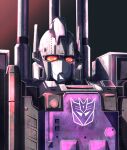  bruticus commentary_request decepticon gradient_background insignia mecha no_humans orange_eyes portrait robot science_fiction seto_(atsushi533822) solo transformers 