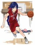  2girls ball basketball basketball_(object) basketball_jersey basketball_uniform black_socks blazer blue_eyes blue_hair blue_jacket braid collarbone colored_inner_hair commentary copyright_name faceplant floating_hair grey_skirt highres holding holding_ball isshiki_(ffmania7) jacket kaf_(kamitsubaki_studio) kamitsubaki_studio long_hair looking_ahead medium_hair multicolored_eyes multicolored_hair multiple_girls open_mouth outstretched_arms pink_hair pleated_skirt red_eyes red_shirt red_shorts redhead rim_(kamitsubaki_studio) running school_uniform serious shirt shoes shorts sketch skirt sleeveless sleeveless_shirt sneakers socks solo_focus sportswear standing standing_on_one_leg symbol-only_commentary tripping twin_braids virtual_youtuber volleyball_(object) white_footwear yellow_pupils 