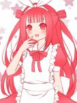 1girl beatmania red_dress red_eyes redhead twintails two_side_up umegiri_ameto