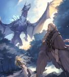  bag braid dragon feathered_wings hakam_(pixiv_fantasia_last_saga) handbag harpy highres holding holding_polearm holding_weapon long_hair monster_girl nishiki_areku outdoors pixiv_fantasia pixiv_fantasia_last_saga polearm shorts standing tree weapon white_hair winged_arms wings 