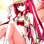 1girl beatmania red_eyes red_hair red_jacket twintails two_side_up umegiri_ameto