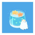  animal_focus bear blue_background border chai_(drawingchisanne) commentary_request cup drink drinking_glass food_focus no_humans original polar_bear shirokuma-san_(drawingchisanne) signature simple_background sitting star_(symbol) undersized_animal water white_border 