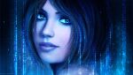  1girl artist_name blue_eyes blue_theme close-up cortana halo_(series) highres lips looking_at_viewer magicnaanavi nose parted_lips portrait realistic short_hair solo 