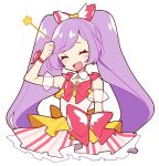  1girl blush bow closed_eyes cropped_legs dress dress_bow hair_bow long_hair magical_girl manaka_lala mzh open_mouth pretty_(series) pripara purple_hair simple_background solo star_(symbol) twintails very_long_hair white_background 