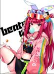 1girl beatmania candy jacket red_eyes red_hair redhead twintails two_side_up umegiri_ameto