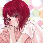  1girl arima_kana blush highres kanda_meku oshi_no_ko red_eyes redhead shirt short_hair solo wet wet_hair 