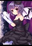  bat_wings dress gloves hat moccy purple_hair red_eyes remilia_scarlet short_hair solo top_hat touhou wings 