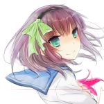  bad_id green_eyes kairi_(mglg) looking_back purple_hair school_uniform serafuku short_hair yuri_(angel_beats!) 