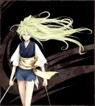  blonde_hair character_request japanese_clothes long_hair norennn samurai_deeper_kyo sword yellow_eyes 