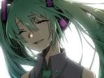  bad_id closed_eyes green_hair hatsune_miku masako simple_background solo tears twintails vocaloid 