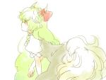  green_hair horn_ribbon horns kamishirasawa_keine long_hair meeko ribbon sketch solo tail touhou 