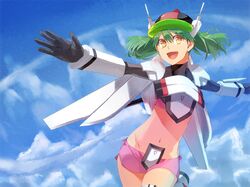  bad_id cosplay green_hair macross macross_frontier macross_frontier:_itsuwari_no_utahime mecha mecha_musume ranka_lee shion_(kizuro) solo vf-25 vf-25_(cosplay) 