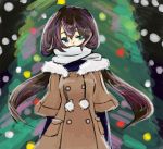  brown_hair cold heterochromia kaprice long_hair original scarf solo twintails 