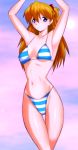  bad_id bikini blue_eyes long_hair neon_genesis_evangelion orange_hair souryuu_asuka_langley striped striped_bikini striped_swimsuit swimsuit tete_(tt101s) 