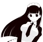  akui-san blush breasts large_breasts long_hair maid monochrome necktie oza_watto smile 