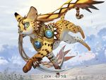  animal blade cheetah looking_at_viewer necklace no_humans running tail takayama_toshiaki 
