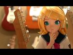  3d blonde_hair guitar instrument kagamine_rin project_diva solo vocaloid 