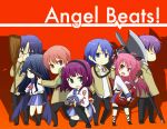  ankle_lace-up axe blazer broom chibi cross-laced_footwear face guitar gun halberd hinata_(angel_beats!) instrument k.y_ko noda noda_(angel_beats!) otonashi_(angel_beats!) polearm rifle school_uniform serafuku shiina_(angel_beats!) takamatsu weapon yui_(angel_beats!) yuri_(angel_beats!) 