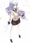  blade blazer long_hair petals school_uniform silver_hair skirt socks solo tachibana_kanade weapon yaten yellow_eyes 