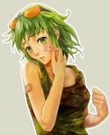  bokura_no_16bit_warz_(vocaloid) bokuto camouflage glasses glasses_on_head green_hair gumi short_hair simple_background solo tank_top vocaloid 