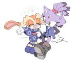  2girls blaze_the_cat blue_kimono boots cat_girl cream_the_rabbit eating eyelashes food_on_hand forehead_jewel fur-trimmed_gloves fur_trim gloves japanese_clothes kimono mario_&amp;_sonic_at_the_tokyo_2020_olympic_games multiple_girls ponytail purple_fur rabbit_girl simple_background sitting smile sonic_(series) yotte_gg 