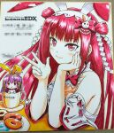 1girl beatmania red_eyes red_hair twintails two_side_up umegiri_ameto