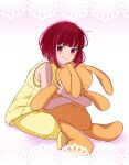  1girl arima_kana closed_mouth happy highres light_blush non-web_source oshi_no_ko pajamas pants red_eyes redhead shirt short_hair sitting sleepwear smile v yellow_footwear yellow_pajamas yellow_pants yellow_shirt 