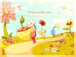  black_eyes blue_pikmin blue_skin blue_sky blush_stickers clouds colored_skin commentary_request copyright_name english_text flower flower_bed flower_request grass holding holding_plant leaf looking_ahead looking_at_another no_humans outdoors path petals pikmin_(creature) pikmin_(series) pikmin_bloom pink_flower plant pointy_ears pointy_nose potted_plant red_flower red_pikmin red_skin shirushiki sky sprout sunlight triangle_mouth walking waving white_flower yellow_flower yellow_pikmin yellow_skin 