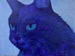  acrylic_paint_(medium) animal_focus blue_cat blue_cat_(torajiro) blue_fur blue_sclera blue_theme close-up colored_sclera expressionless from_side highres looking_ahead no_humans original painting_(medium) realistic solo torajiro_art traditional_media whiskers 