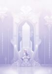  1boy armor blonde_hair closed_eyes closed_mouth driftwoodwolf jacket kingdom_hearts kingdom_hearts_birth_by_sleep male_focus marble_floor scenery shoulder_armor sitting sleeping solo throne throne_room ventus_(kingdom_hearts) white_jacket 